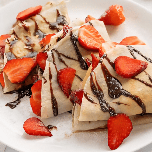 Pfannkuchen mit Nutella, Erdbeeren oder Bananen