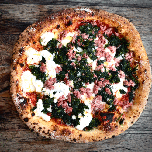 Pizza Salsiccia, Spinaci & Ricotta