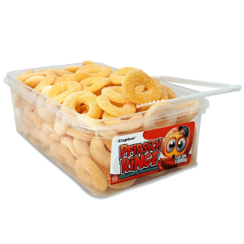 Capico Pfirsichringe Fruchtgummi gezuckert (1000g) in Dose,Halal