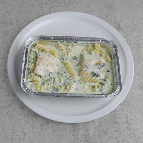 Pasta Lachs und Spinat