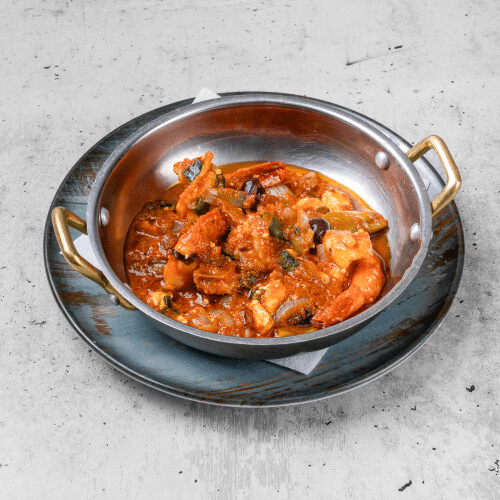 Garnelen (6 Stück, pikant) mit Tomaten-Schafskäsesauce