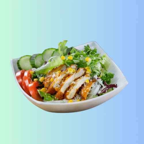 Grüner Salat mit Fleisch Hähnchen oder kalb