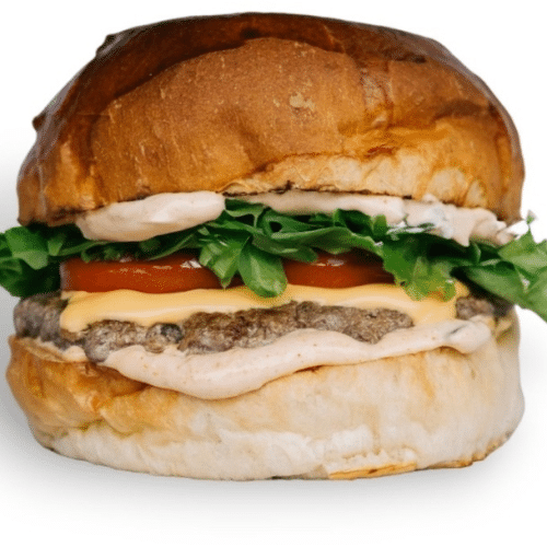 Cheeseburger mit pommes