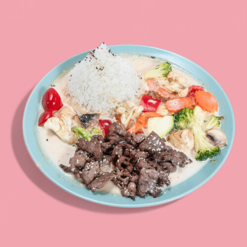 Rindfleisch mit Erdnuss-Currysauce