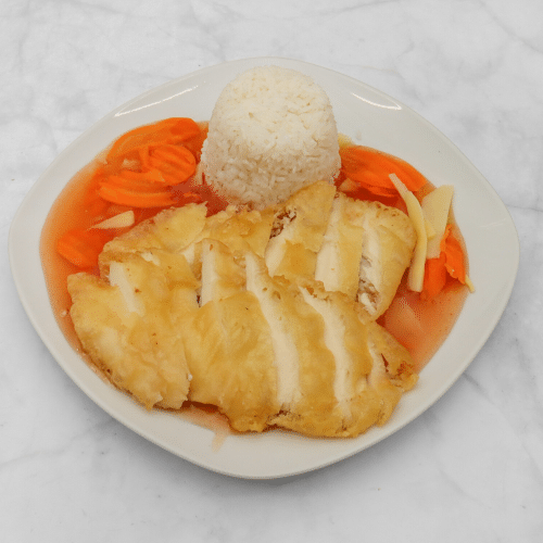 Gebackenes Hähnchenbrustfilet Süß-Sauer