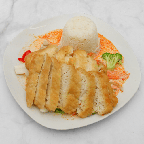 gebackenes Hühnerbrustfilet Curry-Kokos