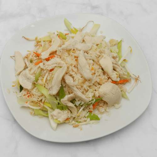 Gebratener Reis mit Hühnerfleisch, Eiern