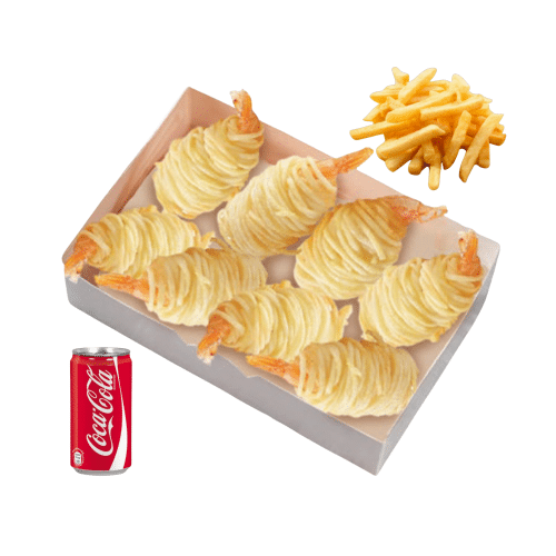 Garnelen im Kartoffelnest (8 Stück) - Menü