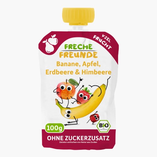 Freche Freunde Bio Quetschie Banane, Apfel, Erdbeere & Himbeere 100g