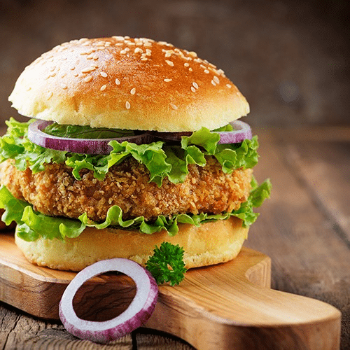 Crispy Chickenburger mit Pommes frites