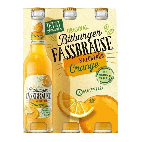 Bitburger Fassbrause Orange Sixpack, mild, malzig & fruchtig