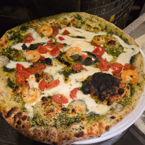 Pizza Pesto e Gamberetti