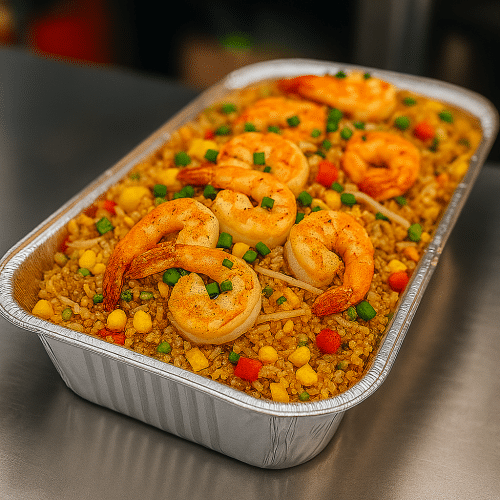 Gebratener Reis mit Hummerkrabben,