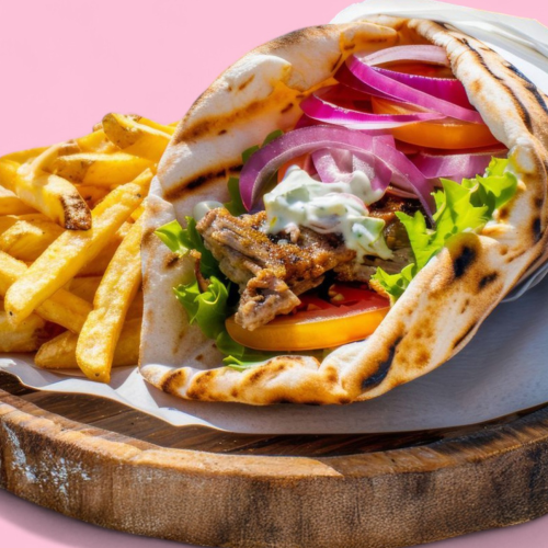 Gyros Pita gerollt mit Schweinefleisch