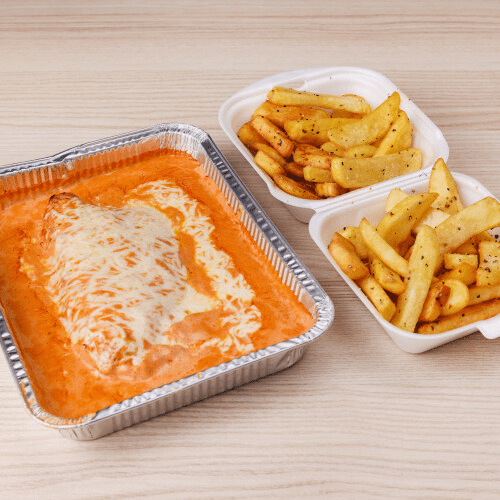 Gefülltes Schweinefilet überbacken