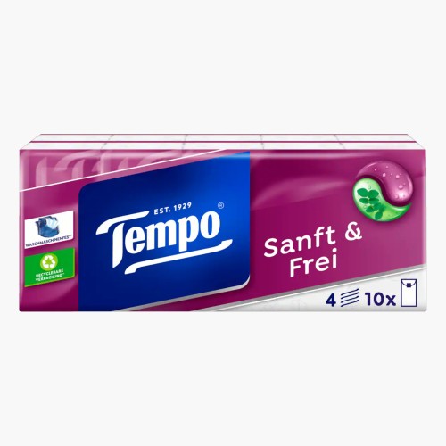 Tempo Taschentücher sanft und frei 4-lagig, 10x9 Tücher