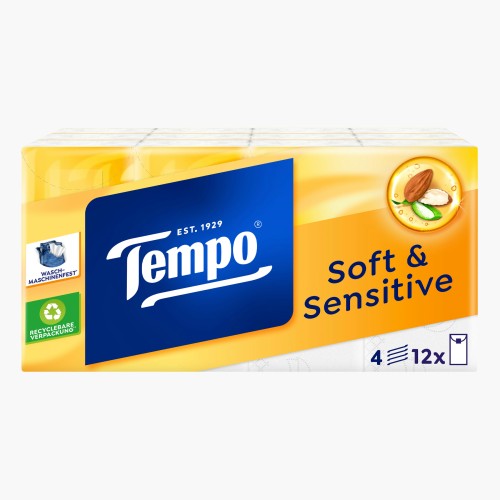 Tempo Taschentücher sanft & sensitiv 4-lagig, 12x9 Tücher