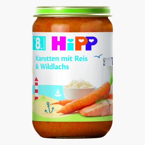 Hipp Menü Karotten mit Reis und Wildlachs 220g