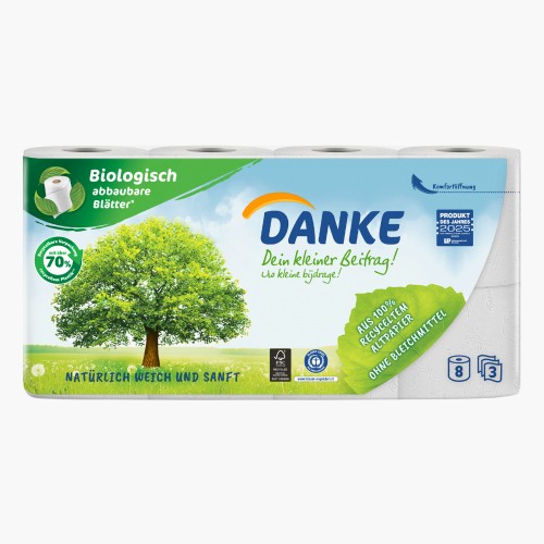 Danke Toilettenpapier 3-lagig 8x150 Blatt