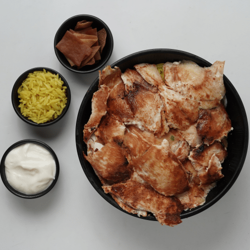 Fatta Hähncehn Shawarma (auf Reis)