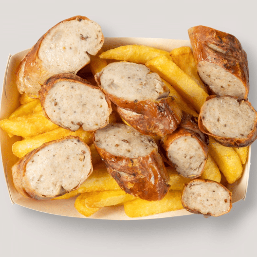 Bratwurst mit Pommes