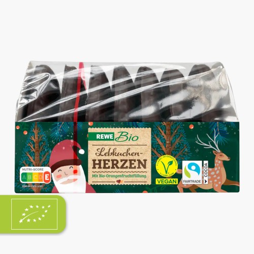 REWE Bio Weihnachts-Lebkuchen-Herzen vegan 240g