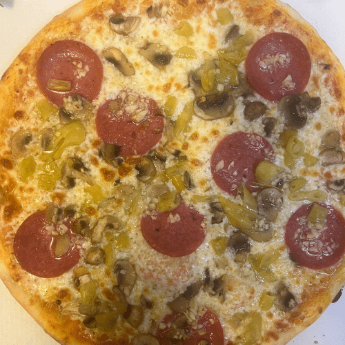 Pizza Salami, Funghi e Peperoni