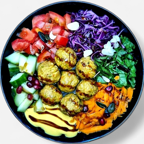 Vegane Falafel Freude mit Zucchini-Nudeln