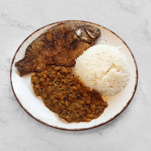 Fisch Reis mit Bohnensauce