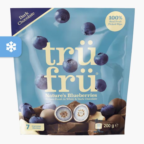 Trüfrü gefrorene Blaubeeren mit weißer und dunkler Schokolade 200g