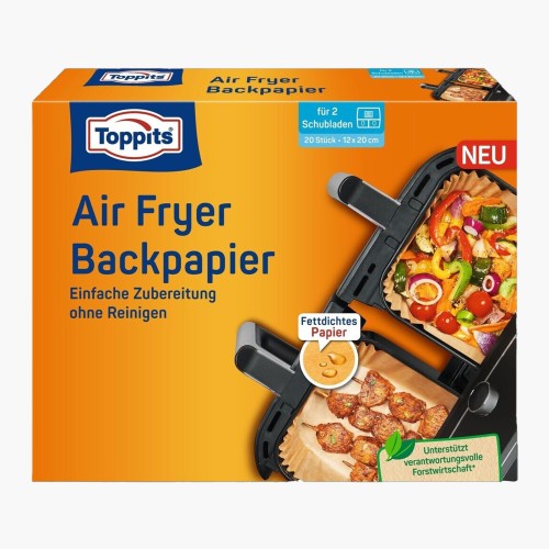 Toppits Backpapier für Heißluftfritteusen/Air Fryer, eckig