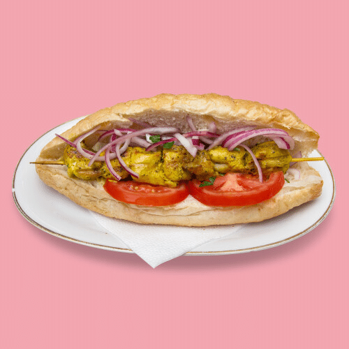 Hähnchenspieß im Brot