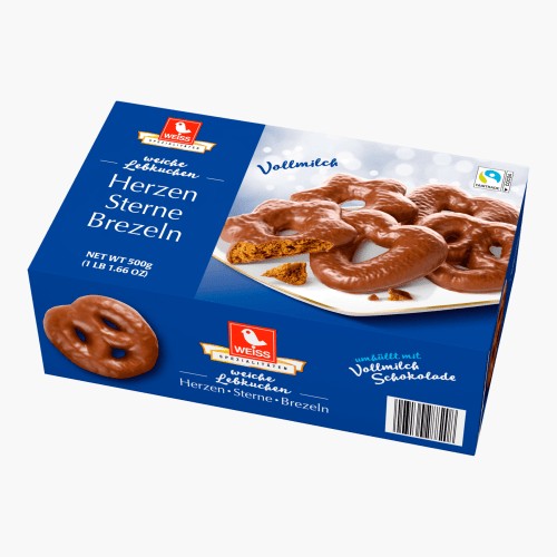 Weiss Lebkuchen Sterne Herzen & Brezeln Vollmilch 500g