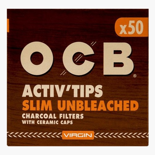 OCB Activ Tips Slim Unbleached 50 Stk.