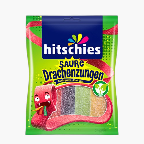 Hitschies Fruchtgummi Bunte Drachenzungen sauer vegan 125g