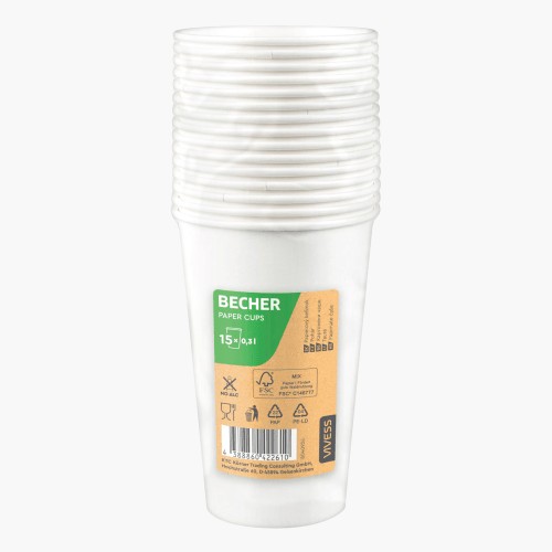 Vivess Papp-Becher 0,3l 15 Stück