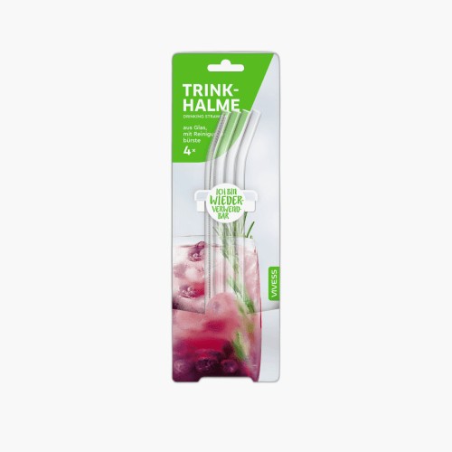 Vivess Trinkhalme Glas 4 Stück