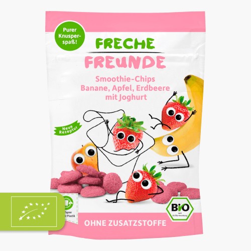 Freche Freunde Bio Smoothie-Chips Banane, Apfel, Erdbeere mit Joghurt 16g