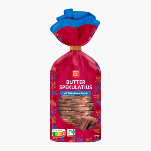 REWE Beste Wahl Butterspekulatius mit Vollmilchschokolade 200g