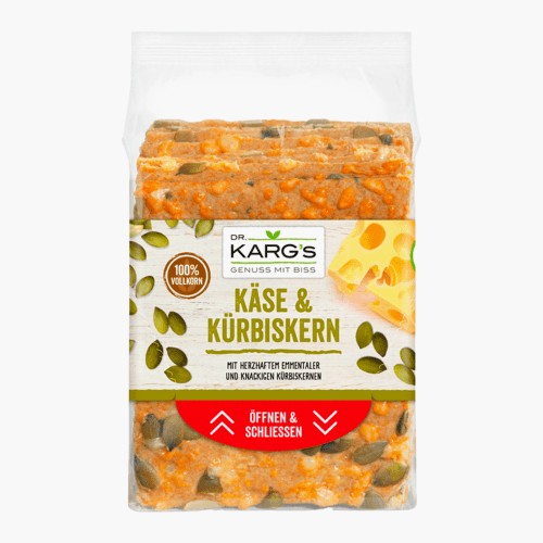 Dr. Karg's Vollkorn-Knäckebrot Käse & Kürbiskern 200g