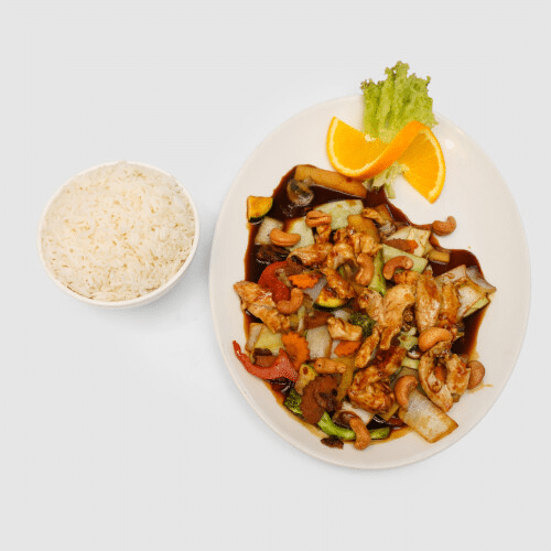 Hühnerfleisch mit Cashewnüssen (scharf)