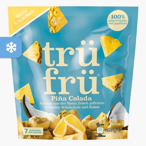 Trüfrü Pina Colada gefrorene Ananas in weißer Schokolade und Kokos 200g