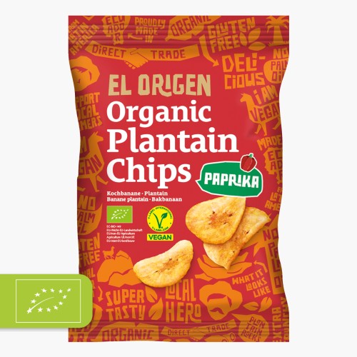 El Origen Bio Kochbananen Chips Paprika 80g