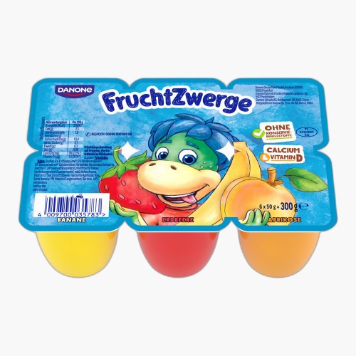 Danone Fruchtzwerge Banane, Erdbeere, Aprikose 6x50g