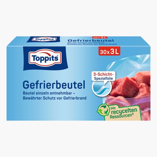 Toppits Gefrierbeutel mit Standboden 3L 30 Stück