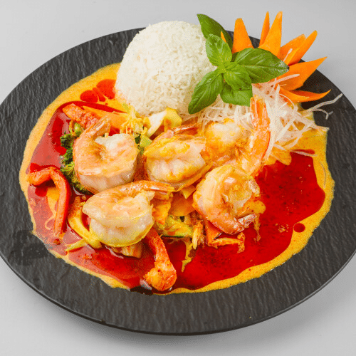 Gebratene Hummerkrabben Thai-Curry (scharf)
