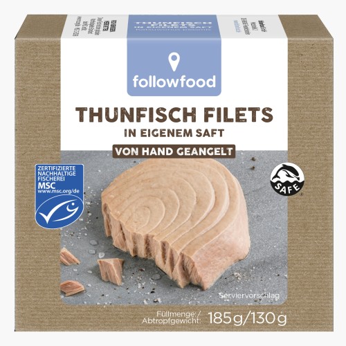 Followfood MSC Thunfisch-Filets Natur in eigenem Saft 185g