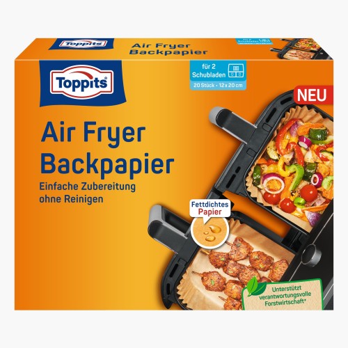 Toppits Backpapier für Heißluftfritteusen/Air Fryer, rund 20 Stück