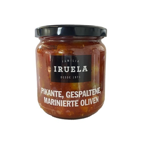 Pikante, gespaltene, marinierte Oliven 21023