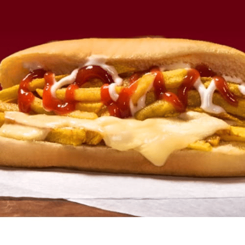 Pommes frites im Brot mit Käse